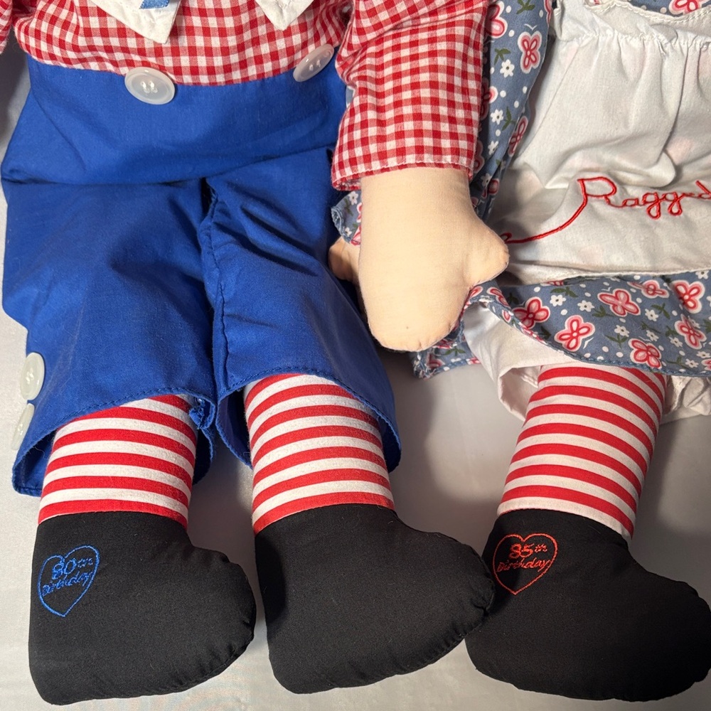 Raggedy Ann and Andy Dolls with Red Hair 80th and 85th birthday 25 inches tall - Picture 4 of 16
